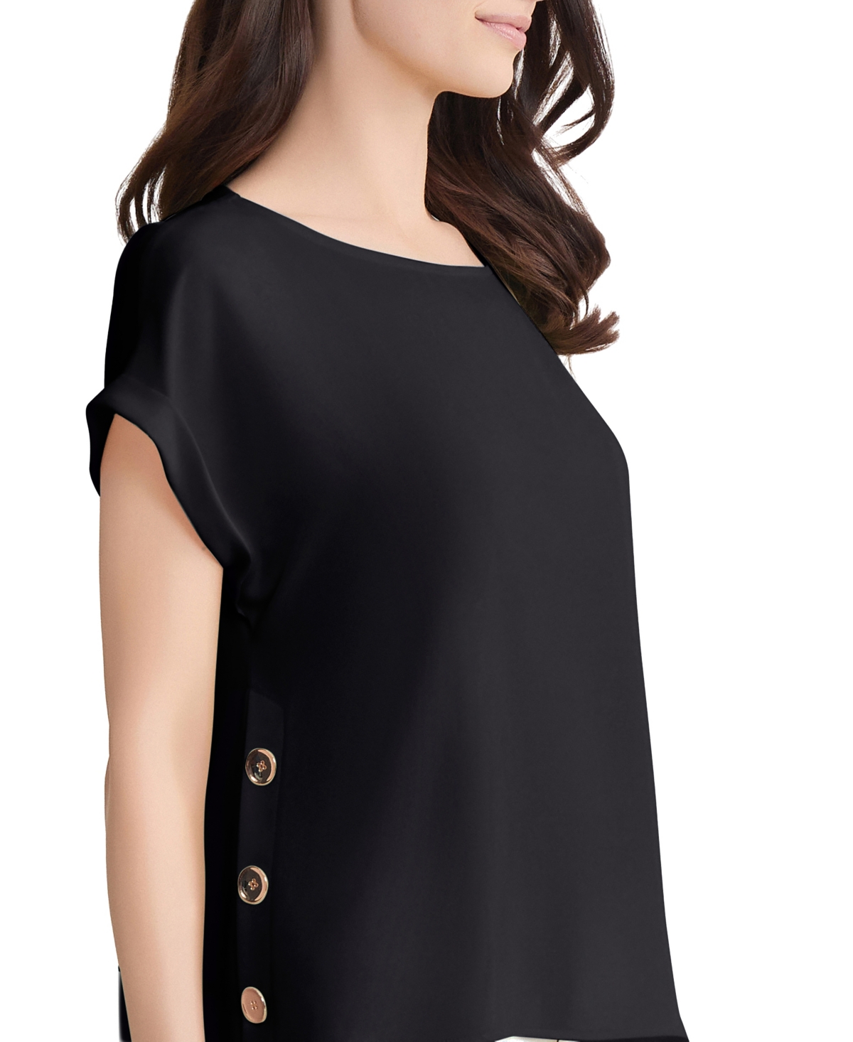 Jones New York Women's Short-Sleeve Button Detail Blouse