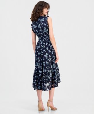 Women's Floral Print Sleeveless Midi Dress