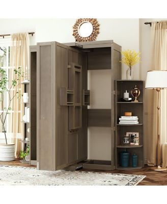 Rotating Queen Murphy Bed with Hidden Cabinet