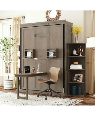 Rotating Queen Murphy Bed with Hidden Cabinet
