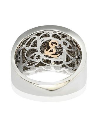 Suzy Levian Sterling Silver Cubic Zirconia Pave Wide Band Ring