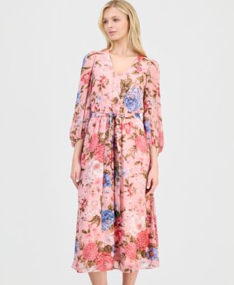 Women's Belted V-Neck Dress