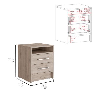 Eter Nightstand, Superior Top, Two Drawers