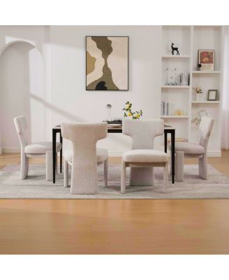  Modern Chenille Dining Chair Set of 4, Beige