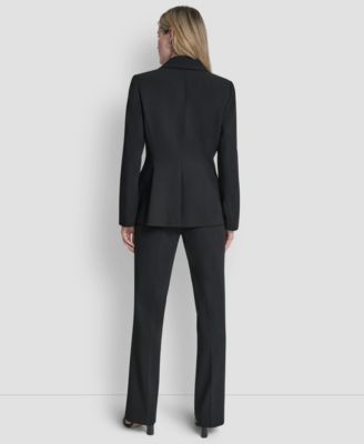 Women's Newspaper-Print One-Button Blazer