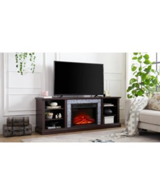 Modern TV Media Console with Fireplace Insert