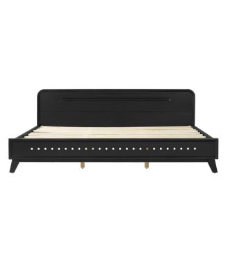 Solid King Size Wood Bed Frame with Elegant Headboard