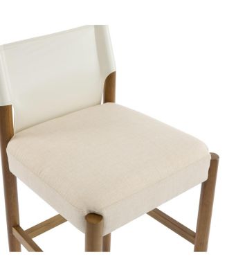  Modern Solid Wood Bar Stool with Polyester Cushion, Set of 2