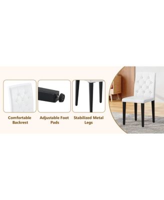  PU Dining Chair with Ergonomic Buckle Backrest