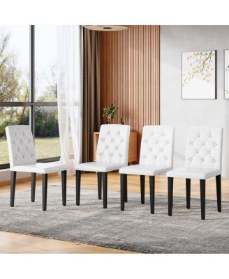  PU Dining Chair with Ergonomic Buckle Backrest