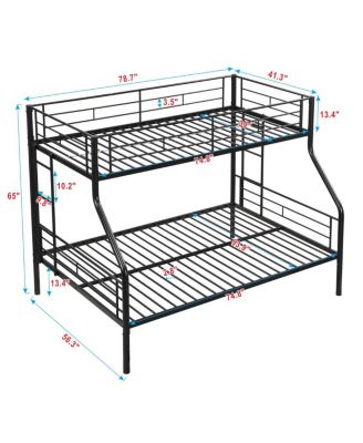 Streamdale Twin Over Full Metal Bunk Bed, No Box Spring, Large Storage, Easy Assemble
