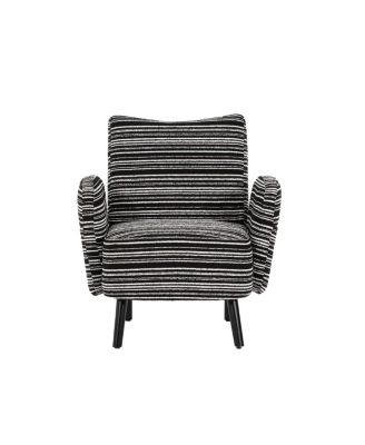  Modern armchair with sanded fabric, side pocket, solid wood legs
