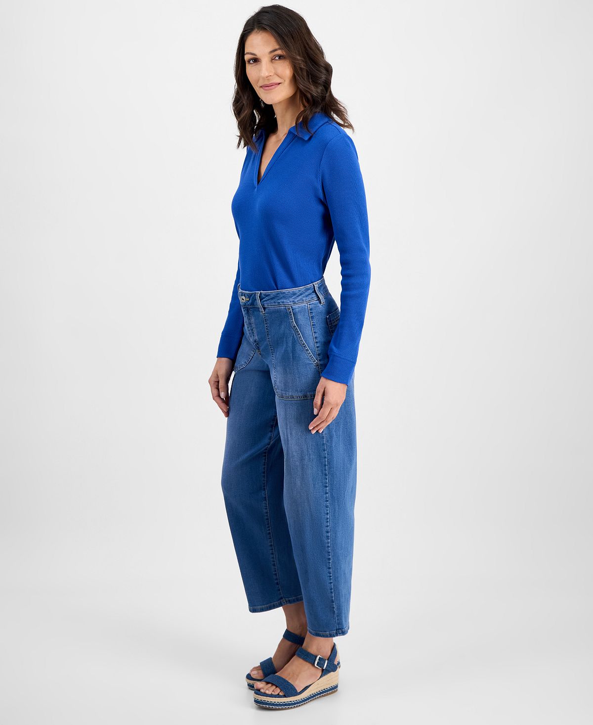 Style & Co Women's Utility-Pocket Barrel Jeans, Macy's Exclusive view 2 — MAYCSS fashion products