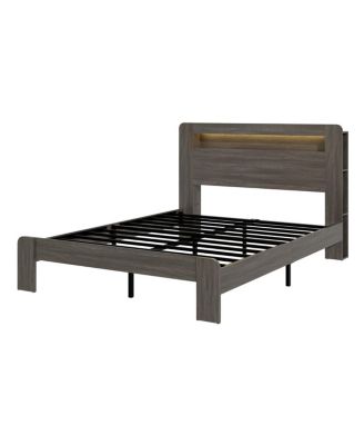 Streamdale Wood Platform Bed Frame Full Size with Storage, LED, USB.