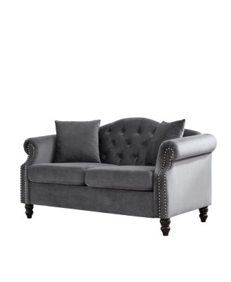 Chesterfield 2-Seater Sofa with Rolled Arms and Nailhead Trim