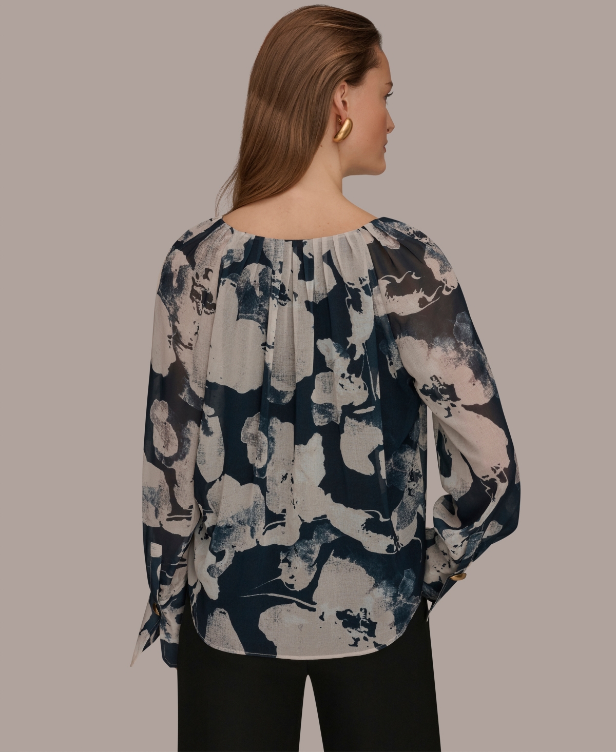 Donna Karan New York Women's Printed Long-Sleeve Top