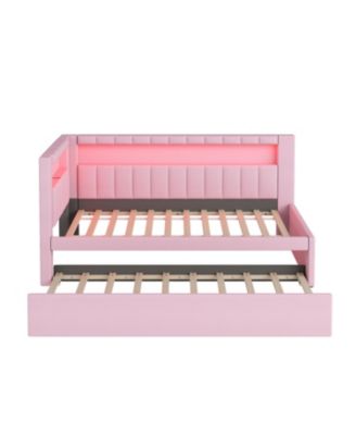 Twin Platform Bed with USB & LED Trundle