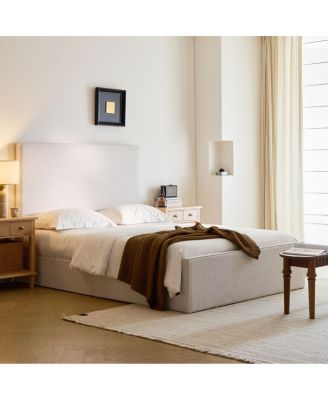 Streamdale Lucas Tall Upholstered Bed - King, Textured Ivory Canvas