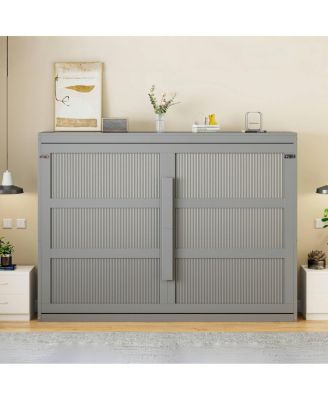 Queen Size Murphy Bed Wall Bed Modern design with LED Lights