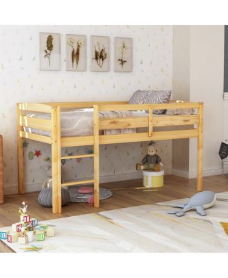 Twin Wood Loft Bed Low Loft Beds with Ladder