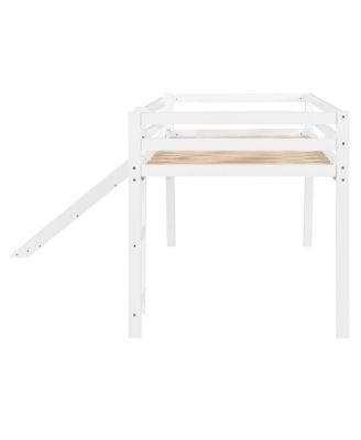 Loft Bed with Slide, Multifunctional Design, Twin (White)