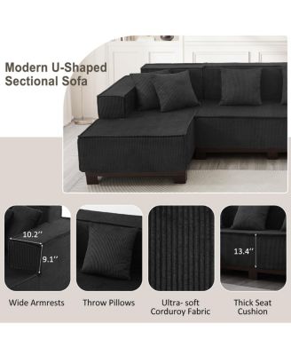  Modern U-Shaped Sectional Sofa with RGB LED Light Strip