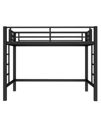 Metal Loft Bed with Ladder and Guardrails