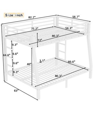  Metal Full XL over Queen Bunk Bed for Teens/Adults - Space-Saving, Noise Reduced, No Box Spring