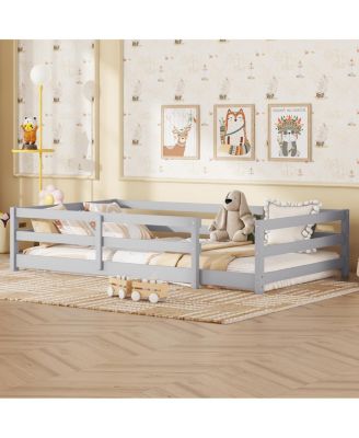 Twin Size Montessori Floor Bed with Fence