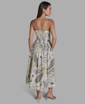 Women's Paisley Spaghetti Strap Midi Dress