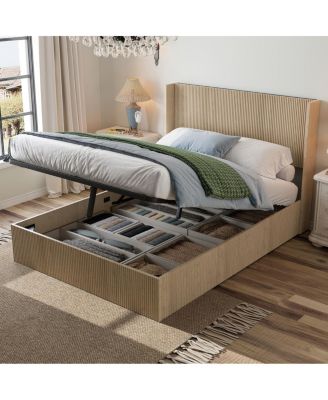 Raised Oak Storage Bed Frame