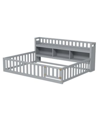 Wooden House Floor Bed Frame for Kids - Safe & Creative Play Space