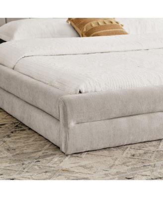 King Size Chenille Upholstered Bed Frame with Headboard - (88"87"23")