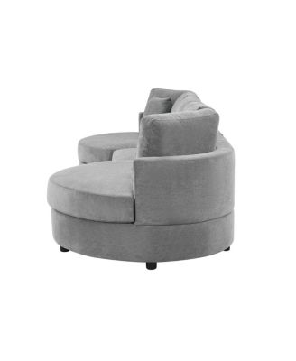 3-seater 129" Curved Upholstered Sofa Couch, Dark Gray