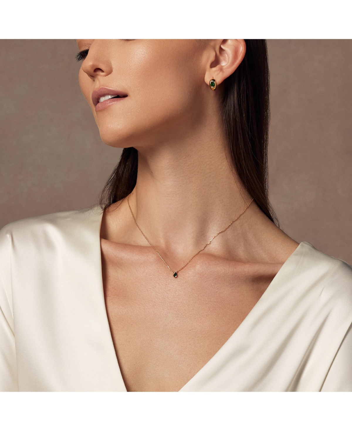 Sterling Silver 18k Gold Plated Ivy Emerald Necklace – Lightweight Jewelry, Trending for Summer