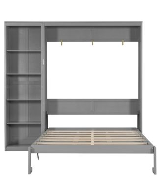 Queen Size Murphy Bed Wall Bed with Shelves
