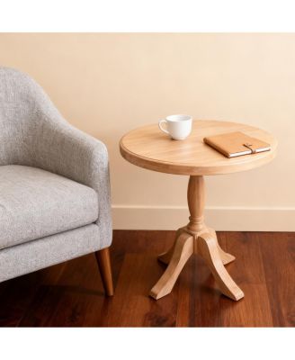 Streamdale 23.6" Round Wooden End Table, 2 Heights Available, Natural