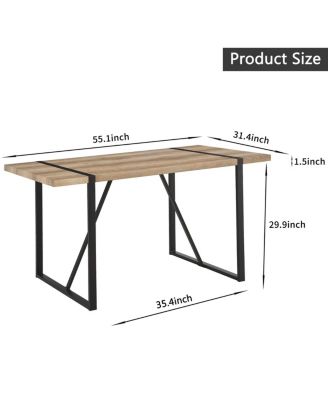55" MDF Wood Dining Table & 4 Modern Linen Chairs Set