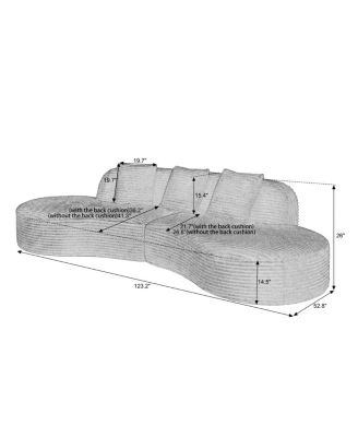 Contemporary Corduroy Curved Sectional Sofa with Scatter Cushions - No Assembly Required