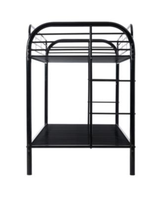 Metal Twin Over Twin Bunk Bed with 2 Ladders, Black