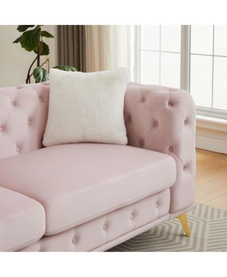 Velvet 3+2 Seater Sofa with Solid Wood Frame & Metal Feet - Modern Living Room Furniture