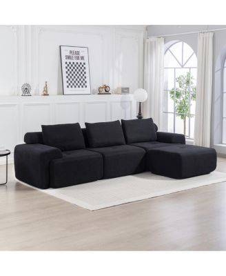L-Shaped Sectional Couch with Memory Foam & Steel Frame - Convertible Sofa Bed