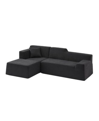  Modern minimalist L-shaped corduroy high back sofa