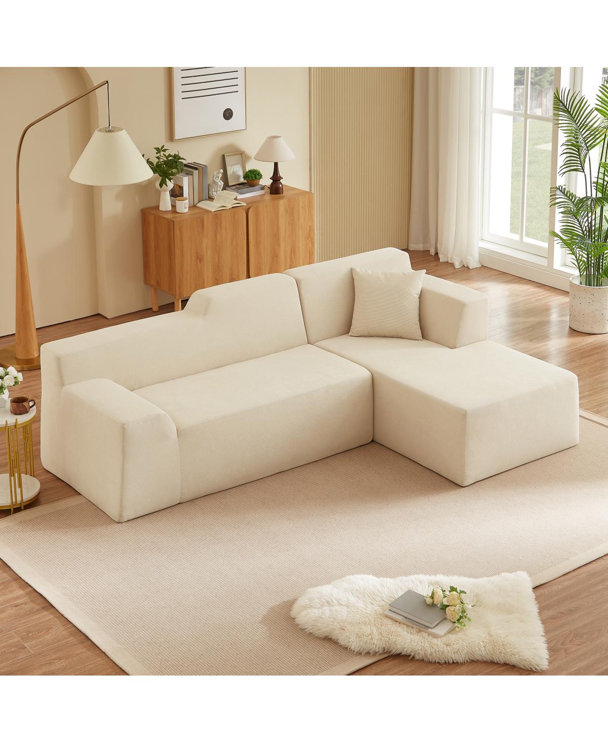 Streamdale Furniture Modern minimalist L-shaped corduroy high back sofa