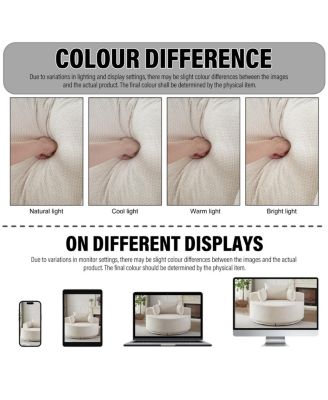  55"L Chenille Foam Single Swivel Chair, Fluffy Modern Sleeper, 360 Degree Swivel