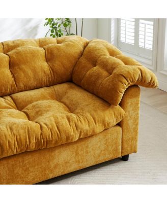  Yellow 94.8" Chenille Modern Comfort Deep Seat Sofa