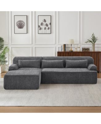  Chenille L-Shape Luxury Sectional Oversized Sofa, Minimalist Design, Comfy Sleeper Couch