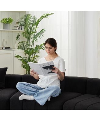  Chenille Curved Sectional Sofa with 4 Pillows