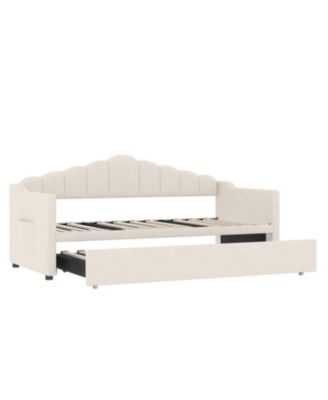 Upholstered Twin Daybed with Pop Up Trundle & USB Charging