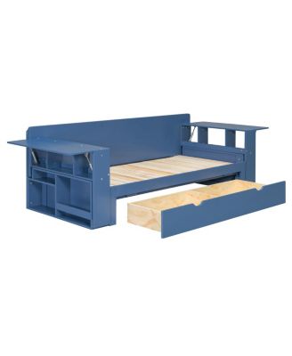 Daybed with Removable Desk, Storage Drawers & Hydraulic Side Table
